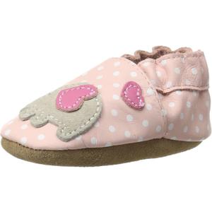 Robeez Baby Girls and Unisex Soft Soles Slip-Resistant Crib Shoes Slippers Moccasins for Infant and Toddler - Little Peanut Core - 6-12 Months Pink