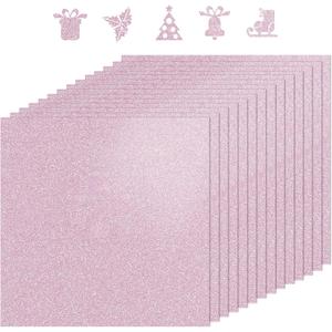 BEISHIDA 12x12inch Glitter Cardstock, Pink Glitter Paper for Crafts, Graduation Grad Cap Decoration, 250GSM Premium Sparkly Scrapbook Paper for Cricut, Card Making, DIY Art Projects(15 Sheets)