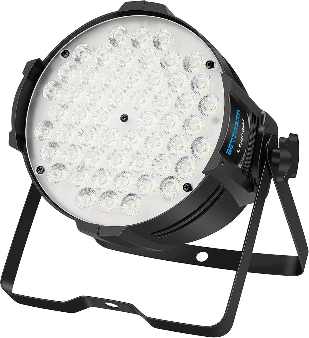 BETOPPER Stage Light DJ Washing Strobe Lights for Parties 54 LED Super Bright DMX512 White/Off White 5000 Lumens Par Lighting for Church Event,Wedding