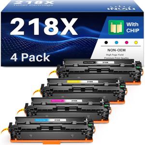 (Smart Chip Recognition) 218X Toner Cartridges 4 Pack Compatible Replacement for HP 218X 218A W2180X W2180A Toner for HP Color Laserjet Pro 3201dw, MFP 3301cdw/3301fdw/3301sdw | High-Yield 3,200 Pages