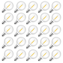 Brightown G40 Replacement LED Light Bulbs, 25 Pack Clear Globe Bulb fits E12 C7 Candelabra Screw Base Sockets, 1.5 Inch Dimmable Edison Light Bulbs for Indoor Outdoor Patio Decor, Warm White