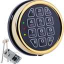 Gun Safe Lock Replacement Solenoid Lock with 2 Override Keys, Upgrade Golden Digital Keypad DIY Safe Electronic for Fireproof Safe Box