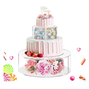 ULENDIS 2PCS Clear Acrylic Cake Stands for Dessert Table, Round Fillable Cake Box Riser with Lace Paper Doilies, Decorative Centerpiece for Wedding Birthday Party Display(8Inch, 12Inch)