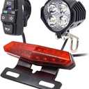 36V 48V Ebike Light Kit, Electric Bike Headlight Horn 100dB, Ebike Tail Light with Turn Signal, Fits Rear Rack Mount Holes 50mm 80mm, Not Compatible with Waterproof Controller or Middle Motor