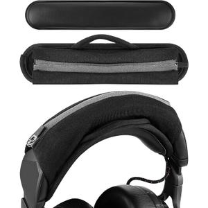 Geekria Large Hook and Loop Headband Cover & Pad Set, DIY Installation, No Tools Required, Compatible with Large Headphones (Fits 3.5-4.5 cm Headbands) (Black)