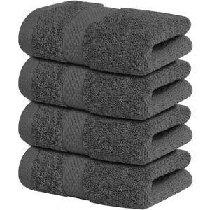 Infinitee Xclusives Premium 100% Cotton Wash Cloths for Showering - Pack of 4, (12x12) Inches - Highly Absorbent, Soft Face Towels, Washcloths Perfect for Bathroom, Hotel, Gym |Shadow Grey|