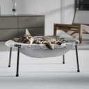 Elevated Cat Bed, Glow-in-The-Dark Fabric Cat Hammock Bed for Large Indoor Cats, Machine Washable & Breathable Cover, Tool Free Easy Assembly, up to 66Lbs (Gray, L)