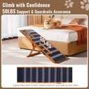 Pawaboo Dog Ramp for Small Dog, 57'' Foldable Dog Ramp for Bed, 5 Adjustable Height from 19.7'' to 30'', Portable Stable Pet Steps with Dogs Tag & Safety Side Rails, Pet Ramps for Bed Couch, Walnut