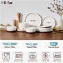 E-far 18-Piece Stoneware Dinnerware Sets, Plates and Bowls Sets for 6, Ceramic Dishware Dishes Set with Terracotta Base, Chip & Scratch Resistant, Microwave & Dishwasher Safe, Speckled White