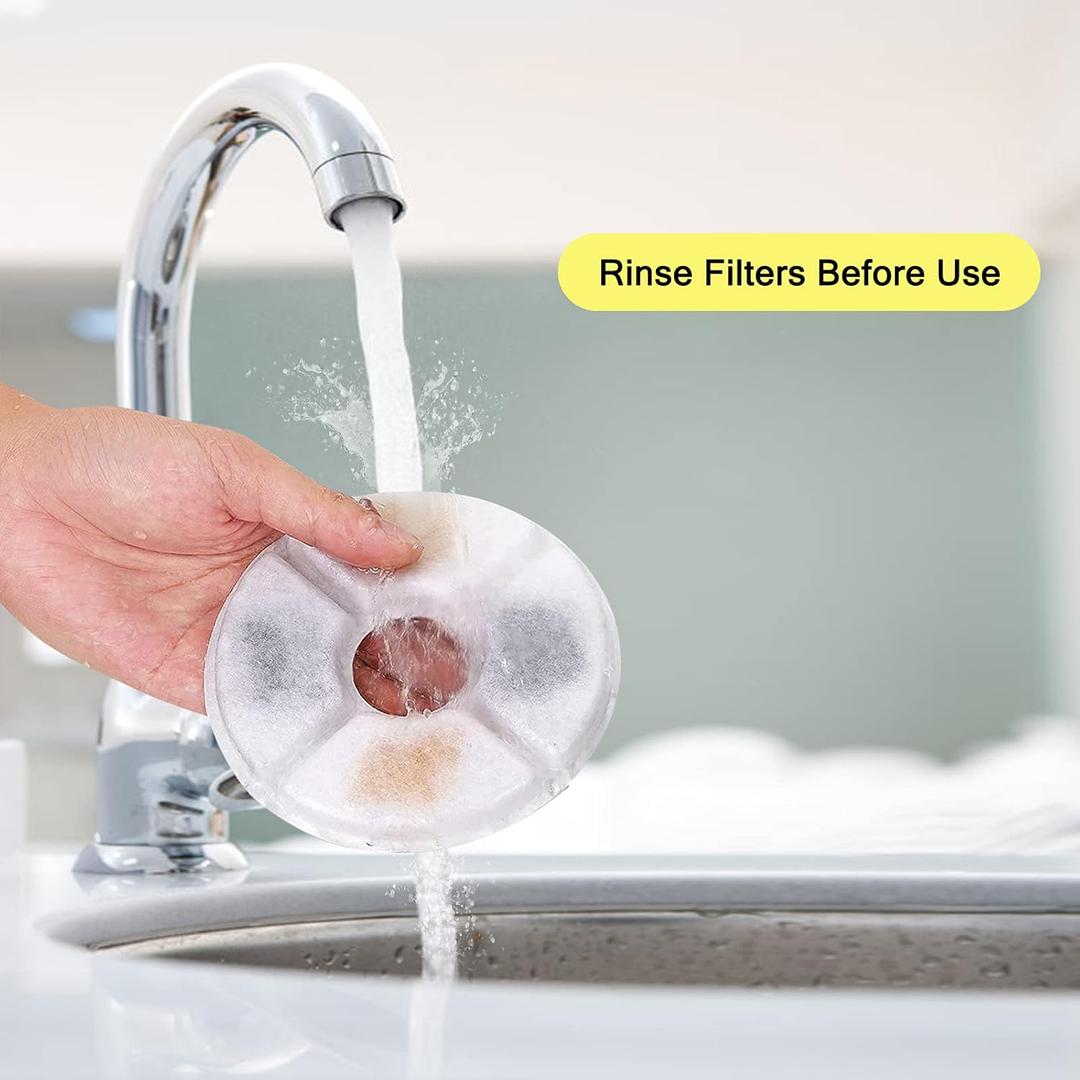 Cat/Pet Water Fountain Filters,  Pack of 6 Replacement Filter Fit for 81oz/2.4L, 3 Filtration System 