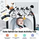 Spiral Car Seat Baby Toys 0-6 Months, Infant Carseat High Contrast Sensory Toys Hanging Stroller Accessories, Newborn Shower Gifts for Baby Boys Essentials Stuff, Cute Black and White Cow