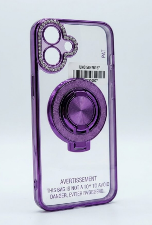 Magnetic Kickstand Glitter Case for iPhone 16 Plus,[Compatible with Magsafe] Luxury Bling Sparkly Diamond Rhinestone with Camera Lens Protector Women Girls Case for iPhone 16 Plus 6.7",Purple