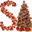 Jenaai 6 Ft Christmas Bulb Ball Garland with LED Lights Christmas Lighted Bulb Garland Ornament Xmas Tree Balls Decor Hanging Balls Decoration for Tree Fireplace (Red)