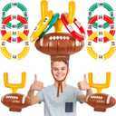 Civaner 2 Set Inflatable Post Ring Toss Football Goal Post Game Include 2 Pieces Hat 6 Pieces Toss Ring for Ball Party(Football)