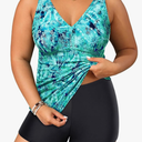 Yonique Womens Plus Size Swimsuits with Shorts Tummy Control Tankini Two Piece Bathing Suits Athletic Swimwear, 20W