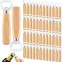 50 Pcs Wood Wine Bottle Opener Stainless Steel Bottle Opener Wood Handheld Heavy Duty Bartender Cider Engraved Gift Set for Kitchen Wedding Party Bar Home Restaurant
