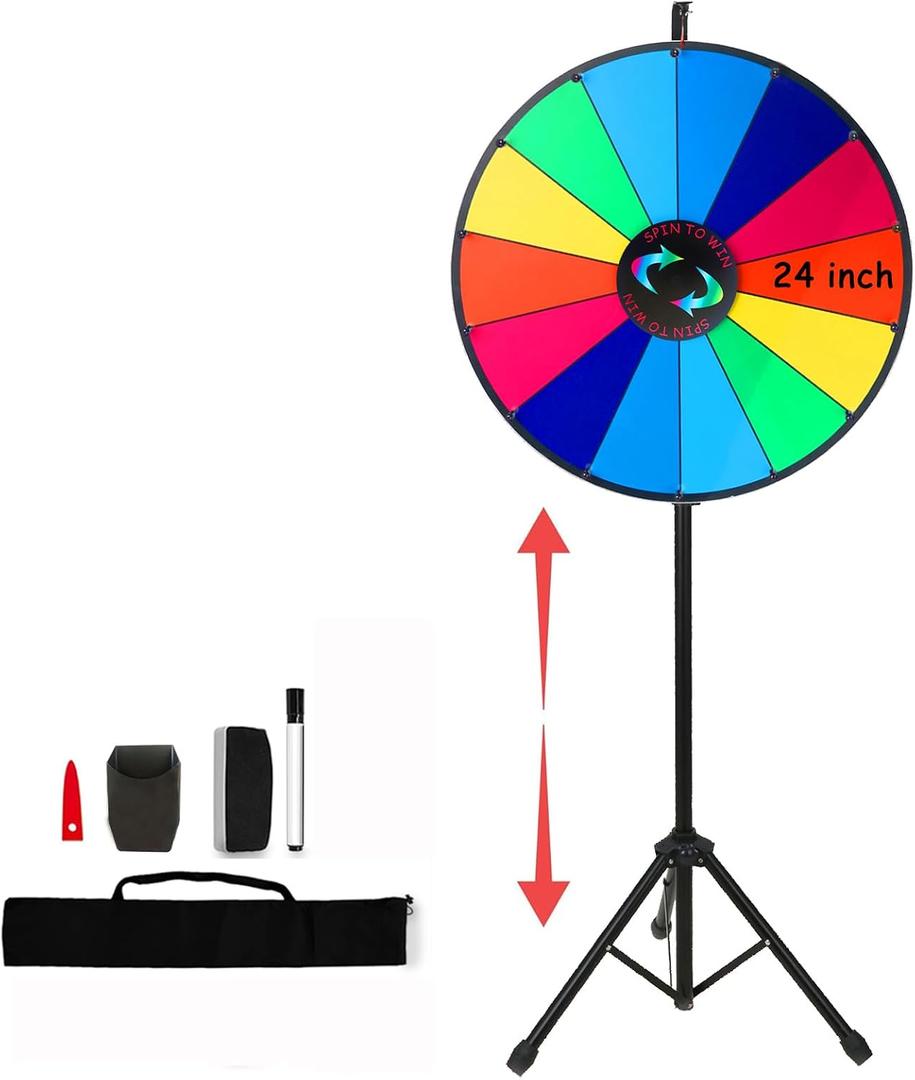 24 Inch Spinning Prize Wheel with Folding Tripod Floor Stand