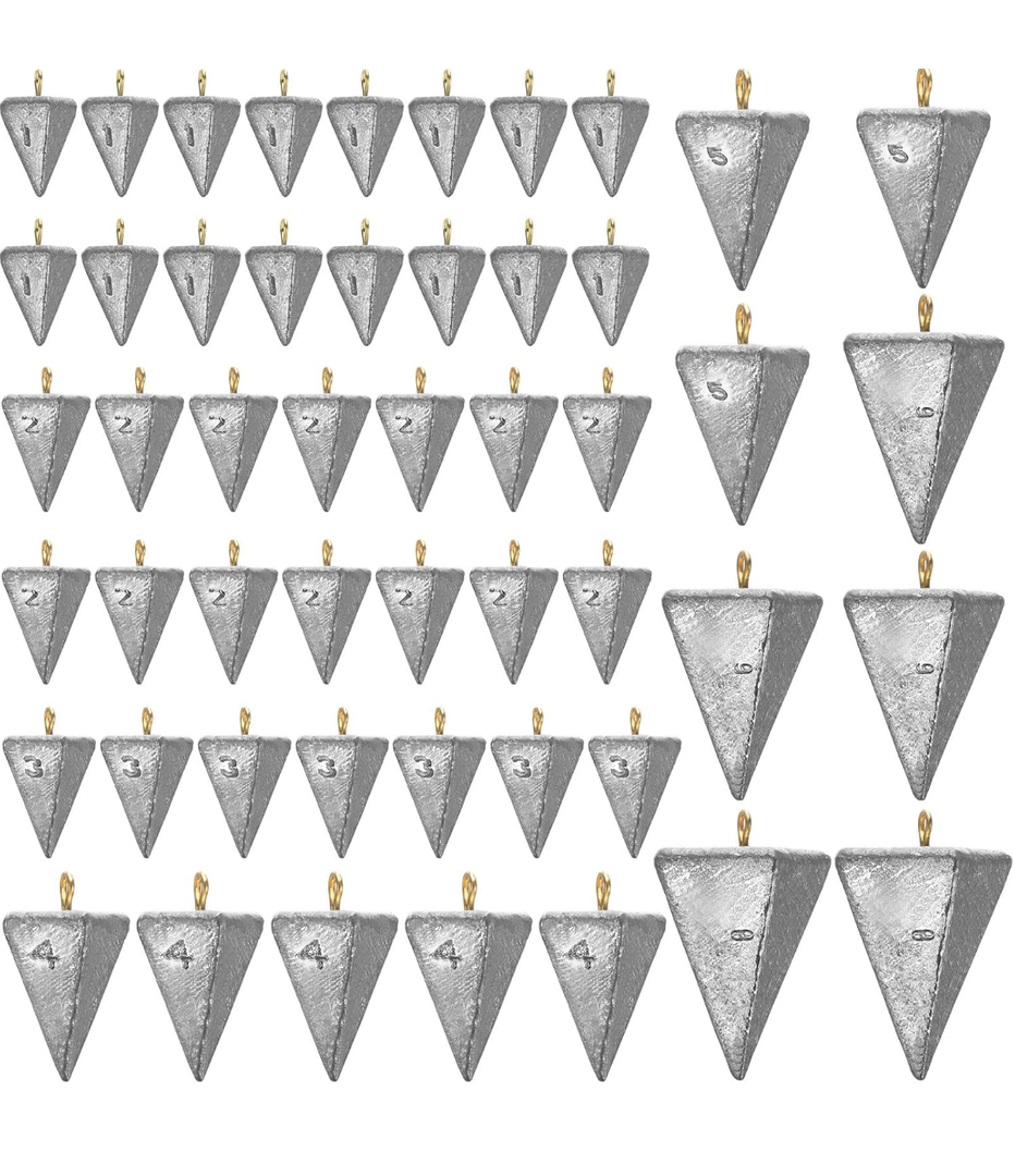 Shimeyao 18 Pieces Pyramid Fishing Weights Sinkers Triangle Fishing Sinkers Rig Pyramid Sinkers for Ocean Saltwater Surf Bass Fishing Casting Gear Tackle
