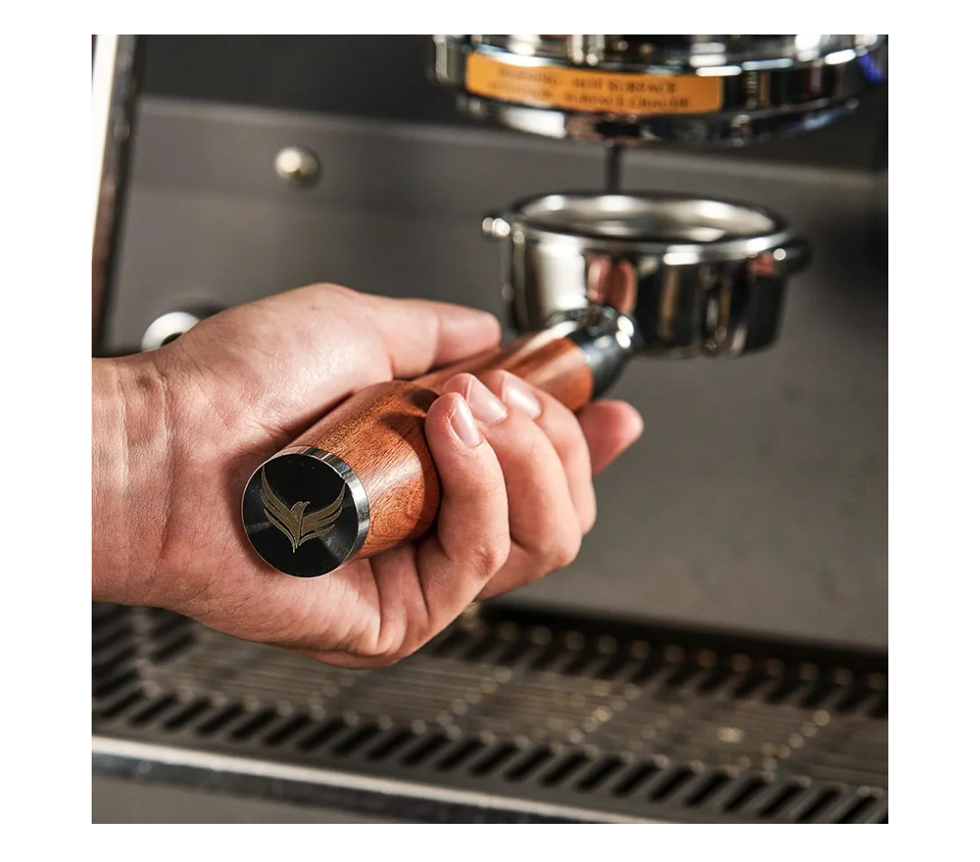 KNODOS 54mm Bottomless Portafilter Breville Compatible Rosewood Handle & Naked 1821 Gram Filter Basket Included Fits Barista Express, Pro, Touch, Bambino Plus, Infuser, Duo Temp Pro Impress