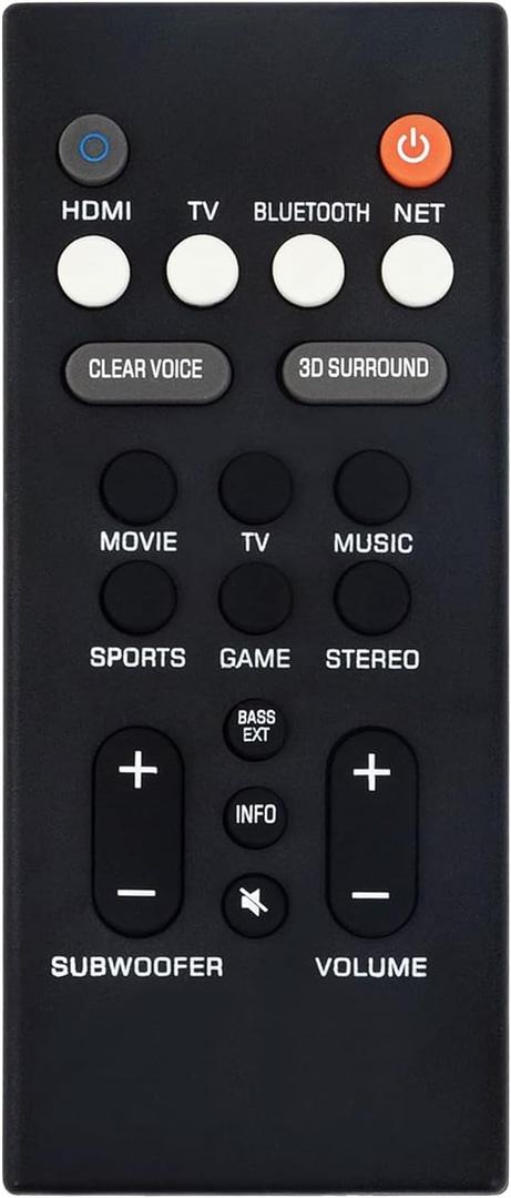 Replaced Remote fit for Yamaha Audio YAS-209 YAS-109 YAS-209BL ATS-2090 ATS-1090 ATS1080 ATS-1080 YAS1080 YAS-1080 VAF7640 Sound Bar