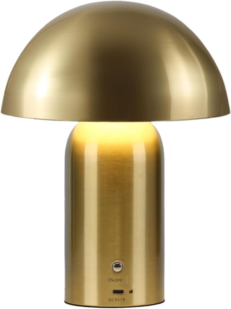 Gold Cordless Table Lamp, LED Rechargeable Battery Operated Desk Lamp, 3-Way Dimming Touch Lamps for Living Room, Small Bedside Nightstand Light for Bedroom