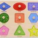 Aile Toddler Wooden Preschool Learning Shape Peg Puzzle Board Toys