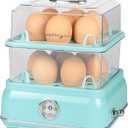 Nostalgia CLEC14AQ Retro Premium 14 Capacity Electric Large Hard-Boiled Egg Cooker, Poached, Scrambled, Omelets, Whites, Sandwiches, for Keto & Low-Carb Diets, Aqua