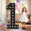 4FT Light Up Numbers,Black Giant Marquee Number Big Mosaic Number 1,Pre-cut Foam Board Set Can Be Used for Birthdays,Weddings,Baby Anniversaries