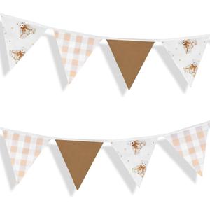 2 Pcs We Can Bearly Wait Banner Neutral Bear Garland Banner 9.2ft Boho Bear Baby Shower Decor Brown Gingham Fabric Pennant Flag Garland for Gender Reveal Birthday Nursery Room Decor