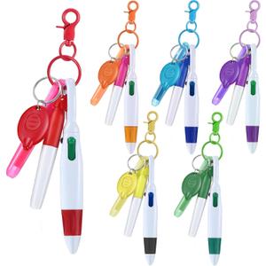 Chinco 30 Pcs Retractable Shuttle Pen Clip with Mini Highlighter Nurse Badge Pen Neon Marker LED Keychain Ring Clip (Colorful)