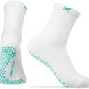 Lux DualGrip Pickleball Grip Socks - Cushioned Crew Athletic Compression Socks for Men & Women for Tennis, Padel & Badminton (White)