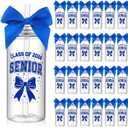 Yungyan 24 Set 2026 Graduation Plastic Cups with Lid and Straws 13.5 oz Class of 2026 Senior Tumblers Blue Bow Hair Ties Graduation Gifts for Class of 2026 Party Favors Decoration