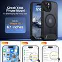 Magnetic Compatible with iPhone 15 Case, [Built-in Invisible Kickstand][Compatible with MagSafe][Full Camera Protection] Translucent Matte Phone Case for iPhone 15 6.1" Black
