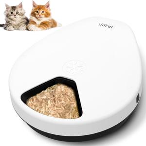 UBPET F10 Automatic Cat Feeder Wet Food, 5 Meal Timed Dispenser, Semiconductor Cooling, 24-Hour Freshness 3 Cooling Modes, Dry and Wet Food Automatic Feeder for Cats and Dogs (Brown)