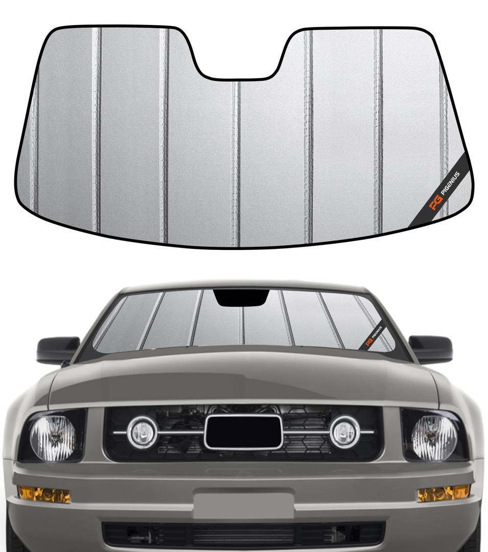 Pigenius Windshield Sunshade for Ford Mustang 1971-1973, Fastback or Hardtop, Custom Fit Front Window Sun Shade - Safeguard Upgraded
