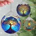 Tree of Life Ornament, 3" Stained Glass Christmas Decor, Christmas Ornaments, Christmas Tree Ornaments, Tree of Life Decor Gift, Unique Gift Idea, Perfect for Holiday Party, Window, Tree, Home Decor