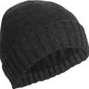 Heat Logic Men Double Layer Knit Beanie, Thick Thermal Skull Cap, Knitted Cuffed Soft Warm Hat, Winter Warm Cap for Adults (Black)