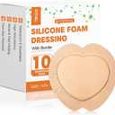 Sacrum Silicone Foam Dressing with Border, Sacral Foam Dressing, 7"X7" Bed Sore Bandages, Pressure Sore Pads for Buttocks Bed Sores, Large Bandages for Wounds, Wound Dressing Pads, 10 Pack