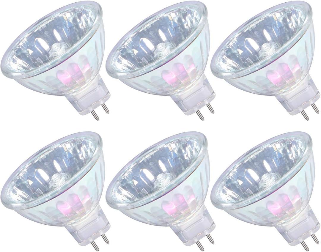 MR16 Halogen Light Bulb 50W 12V GU5.3 Base, 720 Lumens, Dimmable Spot Light for Track Lighting, Recessed, Cabinet and Display Fixtures  6 Pack