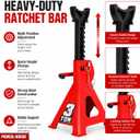 Car Jack Stands 3 Ton (6,000 LBs) Capacity, Adjustable Height and Double Locking, Extra Reinforced Car Lifting Stand, 2 Pack(Red)