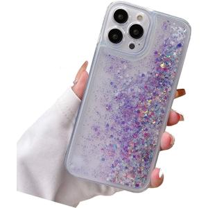 Miagon Luminous Effect Moving Quicksand Back Case Cover for iPhone 16 Plus,Noctilucent Glow in The Dark Flowing Glitter Sparkle Liquid Clear Bumper
