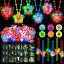 68 PCS Halloween Party Favors for Kids LED Spinning Necklaces Light Up Rings Bracelets Glow in the Dark Toys Bulk for Halloween Goodie Bag Fillers Trick or Treats Party Supplies