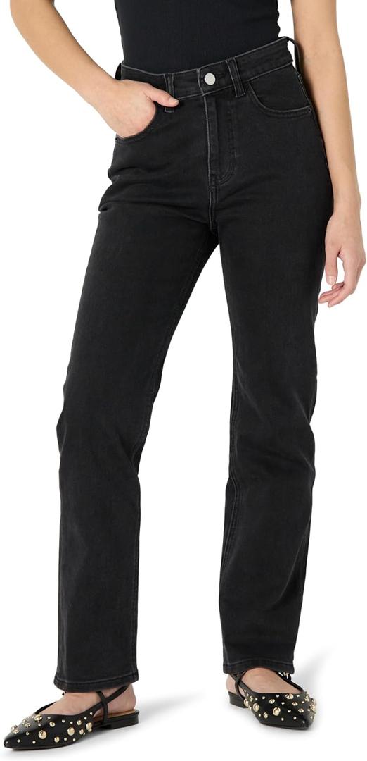The Drop Women's Standard Janine Slim Straight Leg (35, Black)