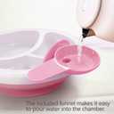 Matyz Baby Feeding Suction Warm Plate with Draining and Drying Design - Stay Put Divided Plate for Kids - Including 1 Toddler Plate and 2 Spoons - Microwave & Dishwasher Safe (Pink)