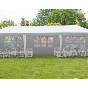 Gazebo Tent 10'x30' Canopy Tent Outdoor Gazebo Canopy Wedding Party Tent Heavy Duty Gazebo Pavilion, White (10x30ft 5 Removable Sidewalls)