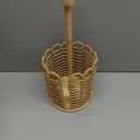 1 Pcs Natural Woven Rattan Paper Towel Holder 13.4 Inch Countertop Dispenser with Rattan Weaving Cage and Solid Wood Base, Rustic Farmhouse Kitchen Decor for Napkins and Roll Towels