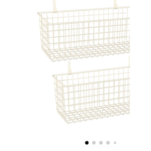 2 Sets Extra Large Hanging Wall Basket, White Metal Wire Baskets with Steel Hooks for Organizing, WallmountedFruit Vegetable Toy Snack Storage, Home Kitchen Bathroom Laundry Pantry Organizer