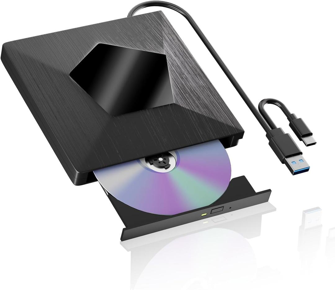 External Blu Ray Drive, External Bluray Burner with USB 3.0 & Type-C, External Bluray CD DVD Reader, Bluray Writer for PC, USB External Blu-ray Drives for Windows XP/7/8/10/11 MacOS