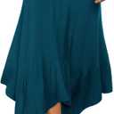DJT Women's Flowy Handkerchief Hemline Midi Skirt, Small, Teal