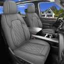 Car Seat Cover Custom Fit for Dodge Ram 1500 2500 3500 2002-2026 Faux Leather Seat Cover Set Compatible with Crew Quad Regular Cab Pickup Truck Cushions (Grey, Full Set, Flat Rear)